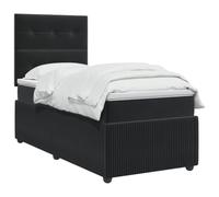 Letto Box Spring LED con Materasso Nero 90 x 190 cm Velluto