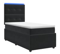 Letto Box Spring LED con Materasso Nero 90 x 190 cm Velluto