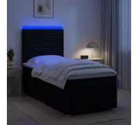vidaXL Letto Box Spring LED con Materasso Nero 90 x 200 cm Tessuto