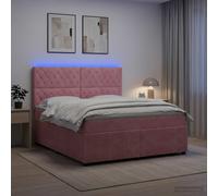 vidaXL Letto Box Spring LED con Materasso Rosa 140 x 190 cm Velluto | La striscia LED integrata garantisce un'atmosfera fresca nella camera da letto, facile accesso allo spazio sotto il letto,