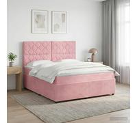vidaXL Letto Box Spring LED con Materasso Rosa 140 x 190 cm Velluto