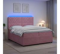 vidaXL Letto Box Spring LED con Materasso Rosa 200 x 200 cm Velluto