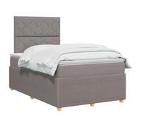vidaXL Letto Box Spring LED con Materasso Tortora 120 x 190 cm Tessuto | Illuminazione a LED per un fascino moderno, altezza regolabile della testiera, materasso a molle insacchettate per la