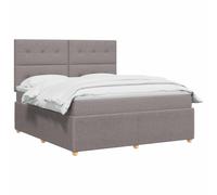 vidaXL Letto Box Spring LED con Materasso Tortora 160 x 200 cm Tessuto