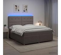 vidaXL Letto Box Spring LED con Materasso Tortora 180 x 200 cm Tessuto