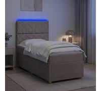 vidaXL Letto Box Spring LED con Materasso Tortora 80 x 200 cm Tessuto