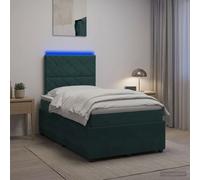 vidaXL Letto Box Spring LED con Materasso Verde Scuro 120 x 200 cm