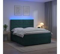 vidaXL Letto Box Spring LED con Materasso Verde Scuro 160 x 200 cm