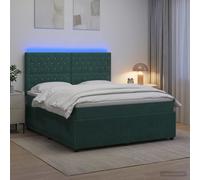 vidaXL Letto Box Spring LED con Materasso Verde Scuro 180 x 200 cm