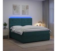 vidaXL Letto Box Spring LED con Materasso Verde Scuro 180 x 200 cm