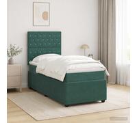 vidaXL Letto Box Spring LED con Materasso Verde Scuro 80 x 200 cm