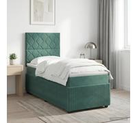 vidaXL Letto Box Spring LED con Materasso Verde Scuro 80 x 200 cm