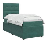 Letto Box Spring LED con Materasso Verde Scuro 90 x 190 cm