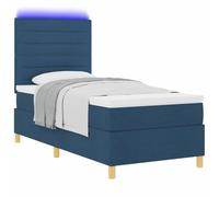 vidaXL Letto Box Spring vitaXL con Materasso e LED Blu 100x200 cm Tessuto