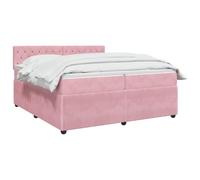 vidaXL Letto boxspring con materasso, 200 x 200 cm, colore: Rosa