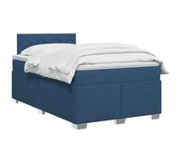 vidaXL Letto boxspring con materasso blu, 120 x 200 cm, tessuto, camera, letto box primavera moderno, superficie del sonno, testa regolabile, telaio funzionale, supporto materasso accogliente