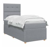 vidaXL Letto boxspring con materasso grigio chiaro 90 x 200 cm tessuto, camera moderna, letto imbottito, testiera regolabile, arredamento pratico, materasso a molle, comodo base a doghe