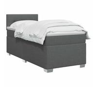 vidaXL Letto boxspring con materasso grigio scuro 90 x 190 cm, tessuto, camera da letto, letto box primavera moderno, superficie del sonno, testa regolabile, telaio funzionale, supporto materasso
