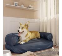 vidaXL Letto Cani Ergonomico Gommapiuma Blu Scuro 88x65 cm Similpelle