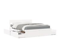 vidaXL Letto Cassetti e Materasso Bianco 160x200cm Legno Massello Pino