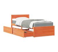 vidaXL Letto Cassetti e Materasso Marrone Cera 100x200cm Massello Pino