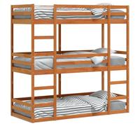 vidaXL Letto Castello Triplo Marrone Cera 75x190cm Legno Massello Pino, letto a castello, letto triplo, letto a castello triplo per bambini