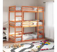 vidaXL Letto Castello Triplo Marrone Cera 90x190cm Legno Massello Pino