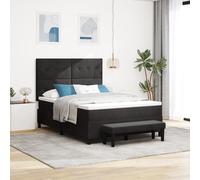 vidaXL Letto con Base a Molle con Materasso e Panca Nero 160x200 cm Velluto
