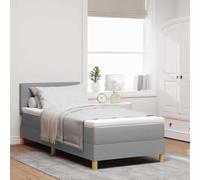 vidaXL Letto con Box Spring con Materasso e LED Grigio Chiaro 90x200 cm Tessuto