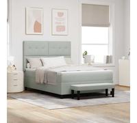 vidaXL Letto con Box Spring con Materasso e Panca Grigio Chiaro 160x200 cm Velluto