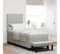 vidaXL Letto con Box Spring con Materasso e Panca Grigio Chiaro 80x200 cm Velluto