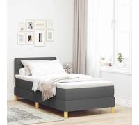 vidaXL Letto con Box Spring con Materasso & LED Grigio Scuro 100x200 cm Tessuto
