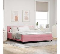 vidaXL Letto con Box Spring e Materasso & LED Rosa 180x200 cm Velluto