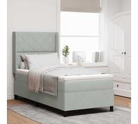 vidaXL Letto con Box Spring e Materasso & Luce LED Grigio chiaro 100x200 cm Velluto