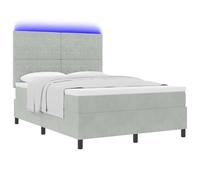 vidaXL Letto con Box Spring e Materasso & Luce LED Grigio Chiaro 160x200 cm VellutoLetti moderni