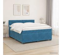 vidaXL Letto con Box Spring, Materasso e LED Blu 200 x 200 cm Velluto