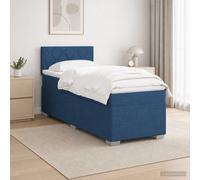 vidaXL Letto con Box Spring, Materasso e LED Blu 80 x 200 cm Tessuto