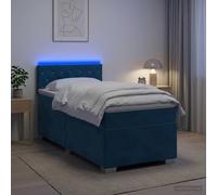 vidaXL Letto con Box Spring, Materasso e LED Blu 80 x 200 cm Velluto