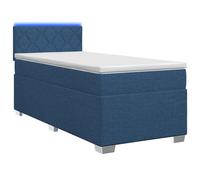 Letto con Box Spring, Materasso e LED Blu 90 x 200 cm Tessuto