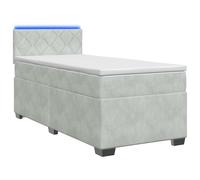 vidaXL Letto con Box Spring, Materasso e LED Grigio Chiaro 80 x 200 cm