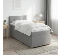 vidaXL Letto con Box Spring, Materasso e LED Grigio Chiaro 90 x 190 cm