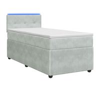 Letto con Box Spring, Materasso e LED Grigio Chiaro 90 x 190 cm