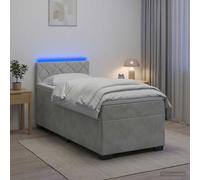 vidaXL Letto con Box Spring, Materasso e LED Grigio Chiaro Singolo