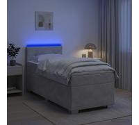 vidaXL Letto con Box Spring, Materasso e LED Grigio Chiaro Singolo