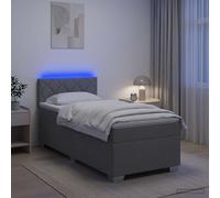 vidaXL Letto con Box Spring, Materasso e LED Grigio Chiaro Singolo