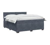 vidaXL Letto con Box Spring, Materasso e LED Grigio Scuro 140 x 200 cm | Illuminazione versatile con strisce LED USB, regolazione in altezza con testiera flessibile, sensazione equilibrata per tutti