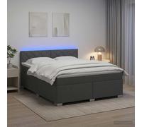 vidaXL Letto a molle con materasso e LED, grigio scuro, 160 x 200 cm | Striscia LED integrata per una luce d'ambiente fresca, facile regolazione in altezza a 78/88 cm, perfetta per diversi