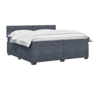 vidaXL Letto con Box Spring, Materasso e LED Grigio Scuro 200 x 200 cm