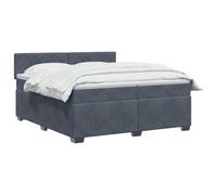 vidaXL Letto con Box Spring, Materasso e LED Grigio Scuro 200 x 200 cm | Illuminazione versatile con strisce LED USB, regolazione in altezza con testiera flessibile, sensazione equilibrata per tutti