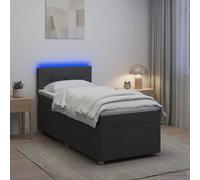 vidaXL Letto con Box Spring, Materasso e LED Grigio Scuro 90 x 190 cm